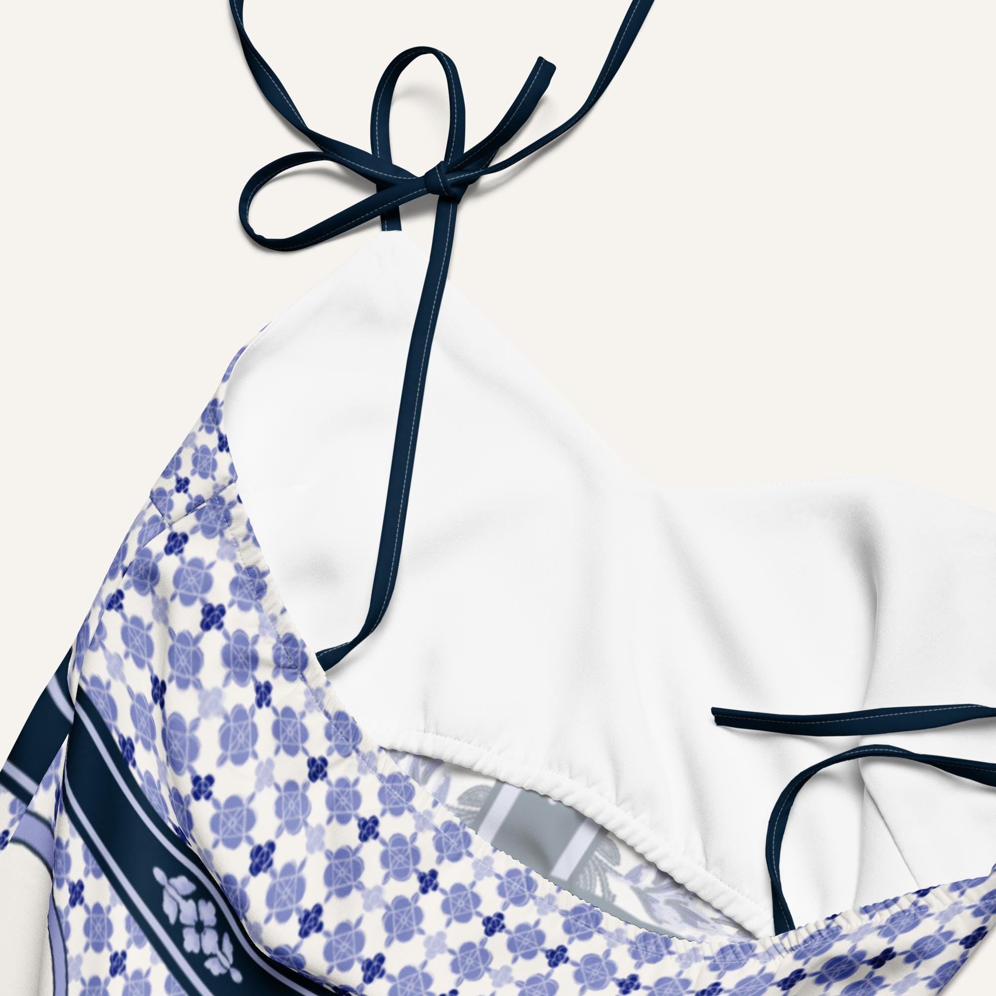 Blue Floral Panel Print Midi Dress, Sleeveless Summer Resort Style