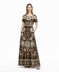 Floral Maxi Dress, Boho Vintage Long Dress, Brown Ivory Summer Outfit __etsy:7926485366