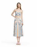 Pastel Geometric Midi Slip Dress in Blue and Peach with Modern Art Deco Print __etsy:8021876907