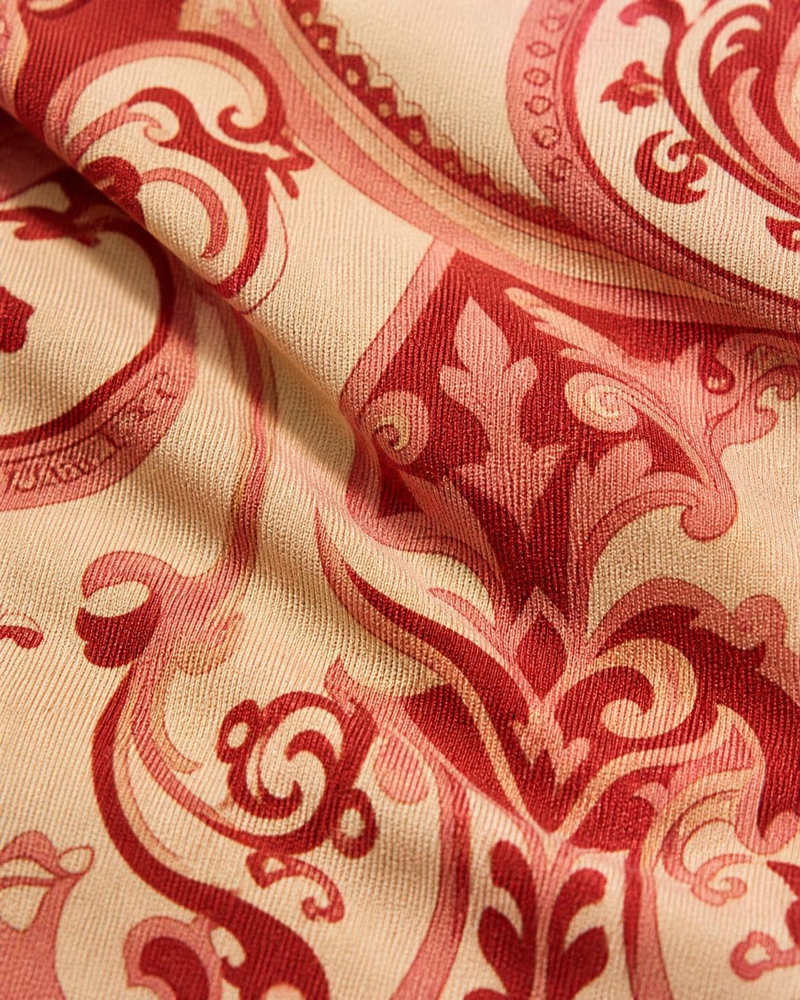 Red Vintage Print A-Line Maxi Dress, Boho Summer Bohemian Style with Pockets __etsy:8024494977