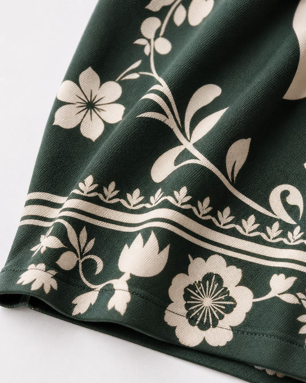 Green Floral Midi Dress with Long Sleeves and Side Pockets A-Line Silhouette __etsy:8031226465
